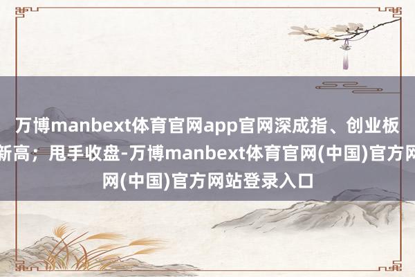 万博manbext体育官网app官网深成指、创业板指续创阶段新高；甩手收盘-万博manbext体育官网(中国)官方网站登录入口